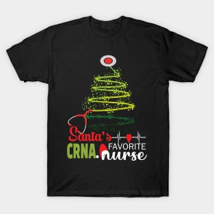 Santa's Favorite CRNA Nurse.. CRNA Nurse christmas gift T-Shirt